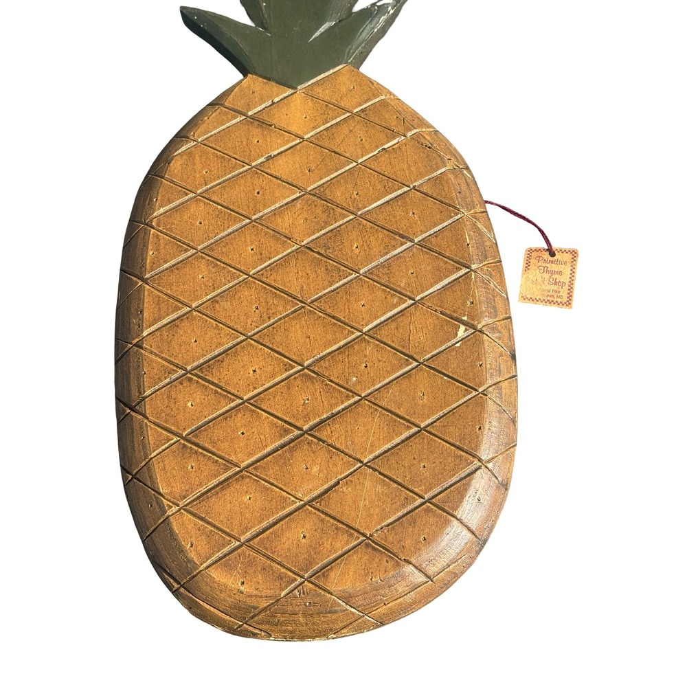Primitive Thyme Michelle Clark Wood Pineapple Wall Art 26x12 Distressed Folk Art - Picture 4 of 5